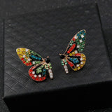 New Fashion Butterfly Wings Earrings Female Rhinestone Wild Personality Metal Earrings Sweet Romantic Jewelry daiiibabyyy