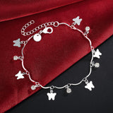 Silver color Pretty nice Butterfly chain bracelet fashion charm Anklet wedding Cute women lady party gift LH035