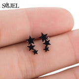 SMJEL Stainless Steel Earrings Geometric Women Men Hip hop Black Star Moon Stud Earring Fashion Jewelry Best Gift for Friend daiiibabyyy