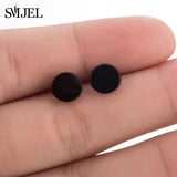 SMJEL Stainless Steel Earrings Geometric Women Men Hip hop Black Star Moon Stud Earring Fashion Jewelry Best Gift for Friend daiiibabyyy