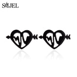 SMJEL Stainless Steel Earrings Geometric Women Men Hip hop Black Star Moon Stud Earring Fashion Jewelry Best Gift for Friend daiiibabyyy