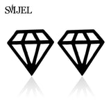 SMJEL Stainless Steel Earrings Geometric Women Men Hip hop Black Star Moon Stud Earring Fashion Jewelry Best Gift for Friend daiiibabyyy