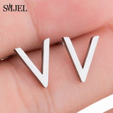 SMJEL Stainless Steel Earrings Geometric Women Men Hip hop Black Star Moon Stud Earring Fashion Jewelry Best Gift for Friend daiiibabyyy