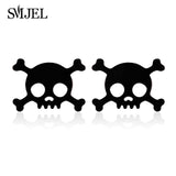 SMJEL Stainless Steel Earrings Geometric Women Men Hip hop Black Star Moon Stud Earring Fashion Jewelry Best Gift for Friend daiiibabyyy