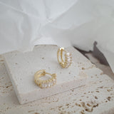 New Arrival Simple Classic Crystal Geometric Hoop Earrings For Women Elegant Fashion Gold Color Metal Party daiiibabyyy