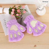 New Women Cute Cat Claw Paw Plush Mittens Warm Soft Plush Short Fingerless Fluffy Bear Cat Gloves Costume Half Finger Party Gift daiiibabyyy