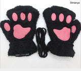 New Women Cute Cat Claw Paw Plush Mittens Warm Soft Plush Short Fingerless Fluffy Bear Cat Gloves Costume Half Finger Party Gift daiiibabyyy