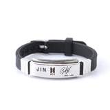 Korean Kpop Jewelry Stainless Steel Personality Jin Suga Jhope Jungkook V Jimin Letter Name Silicone Adjustable Bracelet Women daiiibabyyy