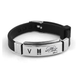 Korean Kpop Jewelry Stainless Steel Personality Jin Suga Jhope Jungkook V Jimin Letter Name Silicone Adjustable Bracelet Women daiiibabyyy