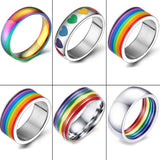 Multicolor Mens Womens Rainbow Colorful LGBT Pulsera Ring Stainless Steel Wedding Band Lebian & Gay Rings Drop Shipping daiiibabyyy