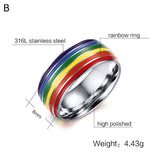 Multicolor Mens Womens Rainbow Colorful LGBT Pulsera Ring Stainless Steel Wedding Band Lebian & Gay Rings Drop Shipping daiiibabyyy