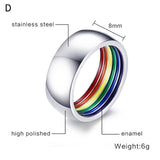 Multicolor Mens Womens Rainbow Colorful LGBT Pulsera Ring Stainless Steel Wedding Band Lebian & Gay Rings Drop Shipping daiiibabyyy