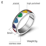 Multicolor Mens Womens Rainbow Colorful LGBT Pulsera Ring Stainless Steel Wedding Band Lebian & Gay Rings Drop Shipping daiiibabyyy