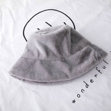 Fashion Faux Fur Winter Bucket Hat For Women Girl Solid Thickened Soft Warm Fishing Cap Outdoor Vacation Hat Cap Lady daiiibabyyy