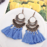 Exknl 25 Colors Tassel Earrings Women Long Fringe Drop Earrings Statement Bohemian Boho Hanging Dangle Earrings Accessories daiiibabyyy