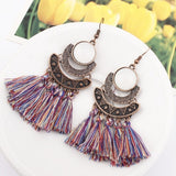 Exknl 25 Colors Tassel Earrings Women Long Fringe Drop Earrings Statement Bohemian Boho Hanging Dangle Earrings Accessories daiiibabyyy