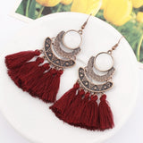 Exknl 25 Colors Tassel Earrings Women Long Fringe Drop Earrings Statement Bohemian Boho Hanging Dangle Earrings Accessories daiiibabyyy