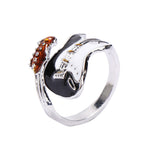 Punk Style Personality Exaggeration European Lovers' Black White Color Oiled Guitar Ring Jewelry daiiibabyyy