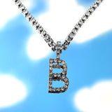 Iced Out 26 Letter Initial Necklace Silver Color Tennis Chain Choker for Women Bling Crystal Alphabet Necklace Statement Jewelry daiiibabyyy