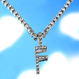 Iced Out 26 Letter Initial Necklace Silver Color Tennis Chain Choker for Women Bling Crystal Alphabet Necklace Statement Jewelry daiiibabyyy