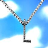 Iced Out 26 Letter Initial Necklace Silver Color Tennis Chain Choker for Women Bling Crystal Alphabet Necklace Statement Jewelry daiiibabyyy