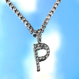 Iced Out 26 Letter Initial Necklace Silver Color Tennis Chain Choker for Women Bling Crystal Alphabet Necklace Statement Jewelry daiiibabyyy