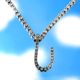 Iced Out 26 Letter Initial Necklace Silver Color Tennis Chain Choker for Women Bling Crystal Alphabet Necklace Statement Jewelry daiiibabyyy