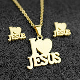 Stainless Steel Jesus Cross Fashion Men Charm Metal Pendant Necklace Jewelry Set Chain Christian Symbol Jewelry Making daiiibabyyy