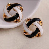 Sale 1 Pair Women Korean Vintage Charming Black and White Simple Hollow Earrings Jewelry Gift daiiibabyyy