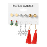 Winter Pearl Tassel Christmas Earring Set Fashion Snowflake Tree Geometric Alloy Earrings Female Child Christmas Jewelry серьги daiiibabyyy