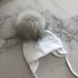 Autumn Winter Unisex Faux Fur Pompom Cotton Earflap Caps For Newborn Toddler Kids Girl Cap Baby Boy Hats Beaine Bonnet daiiibabyyy