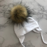 Autumn Winter Unisex Faux Fur Pompom Cotton Earflap Caps For Newborn Toddler Kids Girl Cap Baby Boy Hats Beaine Bonnet daiiibabyyy