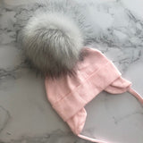 Autumn Winter Unisex Faux Fur Pompom Cotton Earflap Caps For Newborn Toddler Kids Girl Cap Baby Boy Hats Beaine Bonnet daiiibabyyy