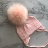 Autumn Winter Unisex Faux Fur Pompom Cotton Earflap Caps For Newborn Toddler Kids Girl Cap Baby Boy Hats Beaine Bonnet daiiibabyyy