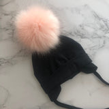 Autumn Winter Unisex Faux Fur Pompom Cotton Earflap Caps For Newborn Toddler Kids Girl Cap Baby Boy Hats Beaine Bonnet daiiibabyyy