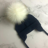 Autumn Winter Unisex Faux Fur Pompom Cotton Earflap Caps For Newborn Toddler Kids Girl Cap Baby Boy Hats Beaine Bonnet daiiibabyyy