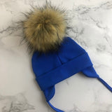 Autumn Winter Unisex Faux Fur Pompom Cotton Earflap Caps For Newborn Toddler Kids Girl Cap Baby Boy Hats Beaine Bonnet daiiibabyyy