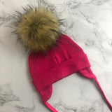 Autumn Winter Unisex Faux Fur Pompom Cotton Earflap Caps For Newborn Toddler Kids Girl Cap Baby Boy Hats Beaine Bonnet daiiibabyyy