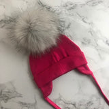 Autumn Winter Unisex Faux Fur Pompom Cotton Earflap Caps For Newborn Toddler Kids Girl Cap Baby Boy Hats Beaine Bonnet daiiibabyyy