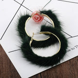 Big-name popular plush large circle earrings exaggerated atmosphere girl heart mink hair earrings daiiibabyyy