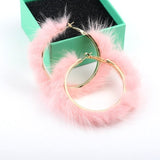 Big-name popular plush large circle earrings exaggerated atmosphere girl heart mink hair earrings daiiibabyyy