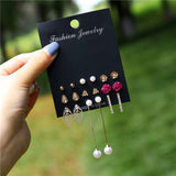 30pairs/lot of great deals New fashion Korean sweet flower heart-shaped bow woman rose gold color earrings set color set daiiibabyyy