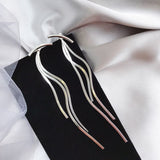 Hot New Silver Color Needle Willow Leaf Earrings Female Fashion Jewelry Temperament Simple Long Tassel Earrings For Women Gift daiiibabyyy