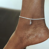 Crystal Zircon Initial Letter Ankle Bracelet Alphabet Anklets for Women Foot Chain Beach Leg Bracelets Boho Jewelry