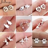 Trendy Jewelry Cute Animal Stud Earrings for Women Kids Fashion Metal Dog Paw Earings Simple Plane Ear Piercing Girls Brincos daiiibabyyy