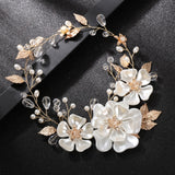 1Pc pearl flower head jewelry tiara white pearl leaf wedding headband bridal hair accessories for Women Bridal Head Ornament daiiibabyyy