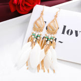 ZOSHI Bohemian Tassel Earrings for Women Dangle Long Earrings Feather Boho Drop Earrings Seed Beads Vintage Jewelry Brincos daiiibabyyy