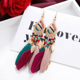 ZOSHI Bohemian Tassel Earrings for Women Dangle Long Earrings Feather Boho Drop Earrings Seed Beads Vintage Jewelry Brincos daiiibabyyy