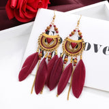 ZOSHI Bohemian Tassel Earrings for Women Dangle Long Earrings Feather Boho Drop Earrings Seed Beads Vintage Jewelry Brincos daiiibabyyy