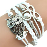 Bracelets on hand Infinity Owl Pearl Friendship Multilayer Charm Leather Bracelets Gift PP браслет на руку Stainless steel cheap daiiibabyyy